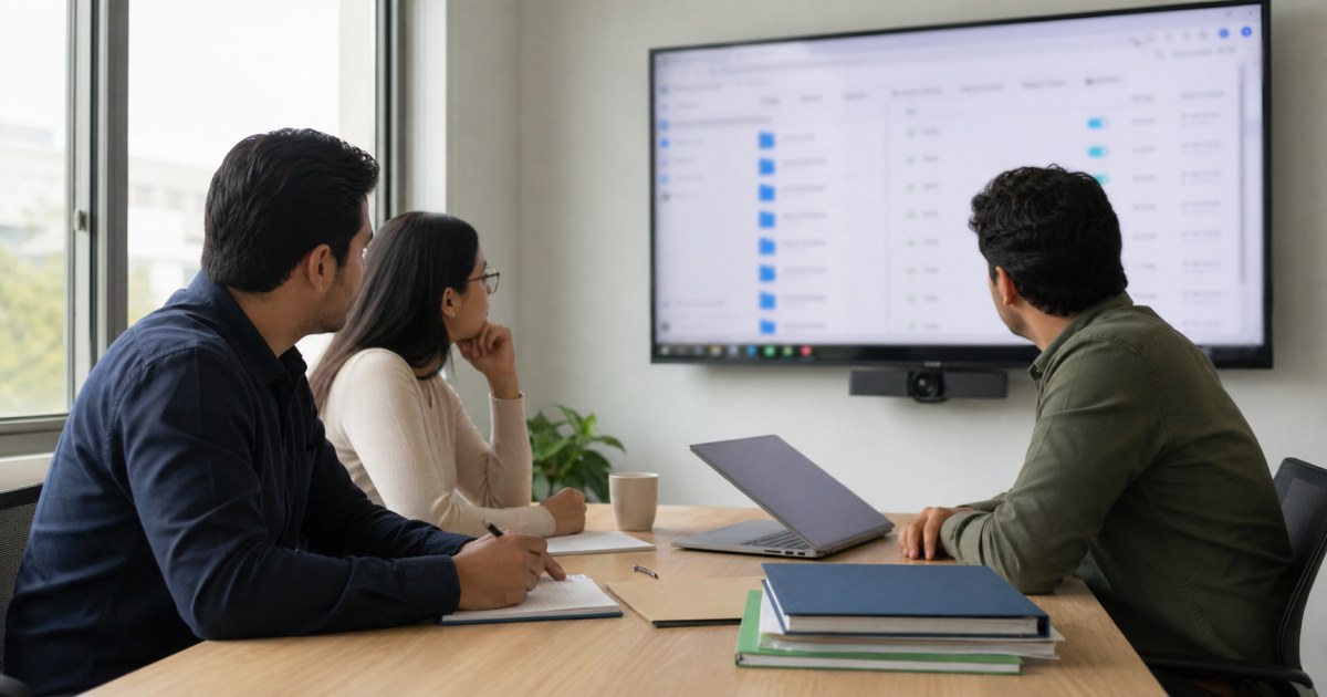 Nextcloud nube privada permisos versiones pymes 20260829 realista Equipo revisando permisos de archivos en una nube privada empresarial